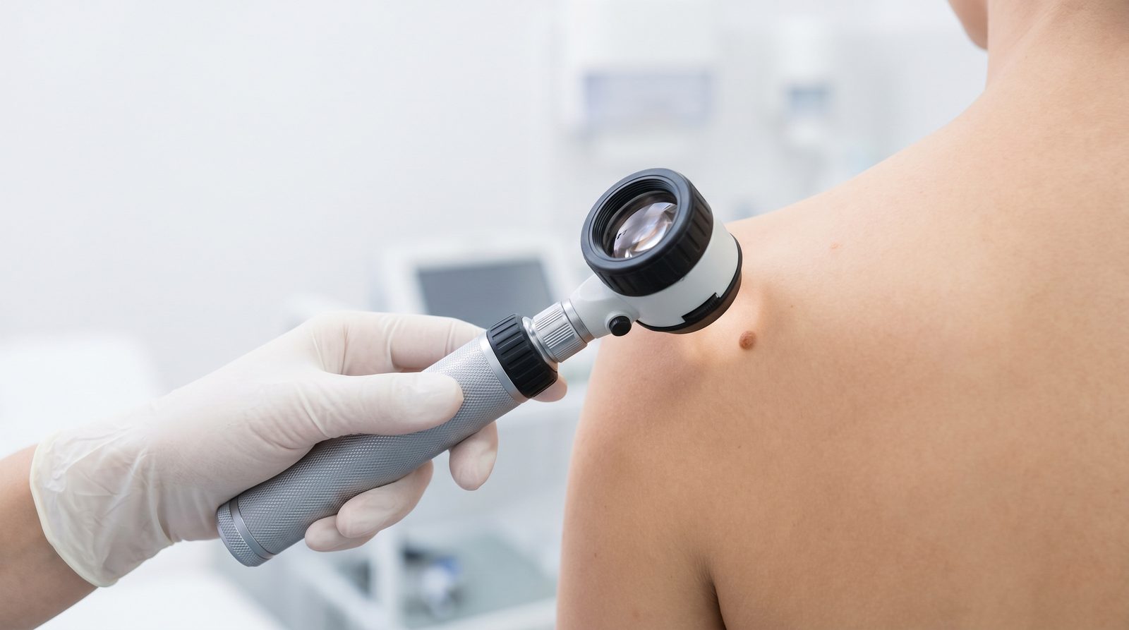Undersøgelse af modermærke med dermatoskop